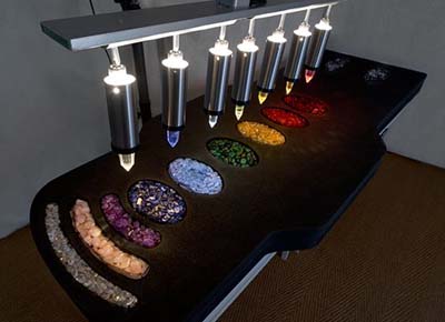 Crystal Bed using in Crystal Healing Therapy as performed by Elaine Palmer